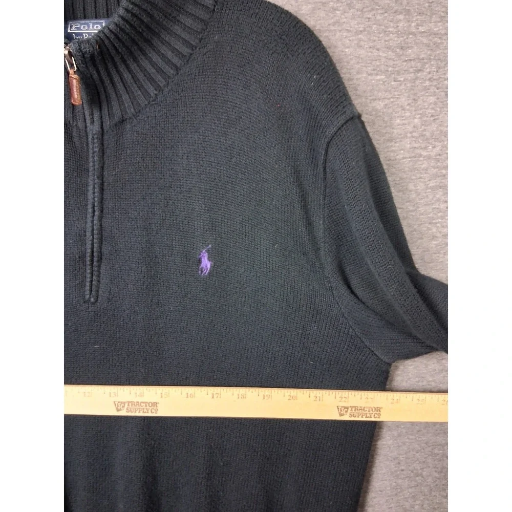 Polo Ralph Lauren Mens‎ Sweater Large Black 1/4 Zip Knit Pullover Vintage 90s